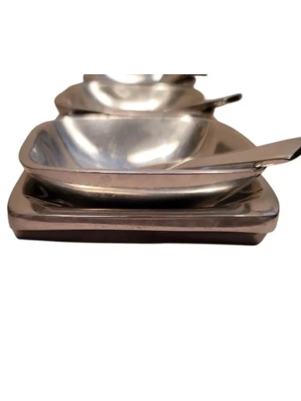 POTTERY BARN Barona Silver 7 Piece Aluminum Silver Condiment Service Set Platter